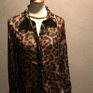 Sheer Leopard print blouse. Size Medium.